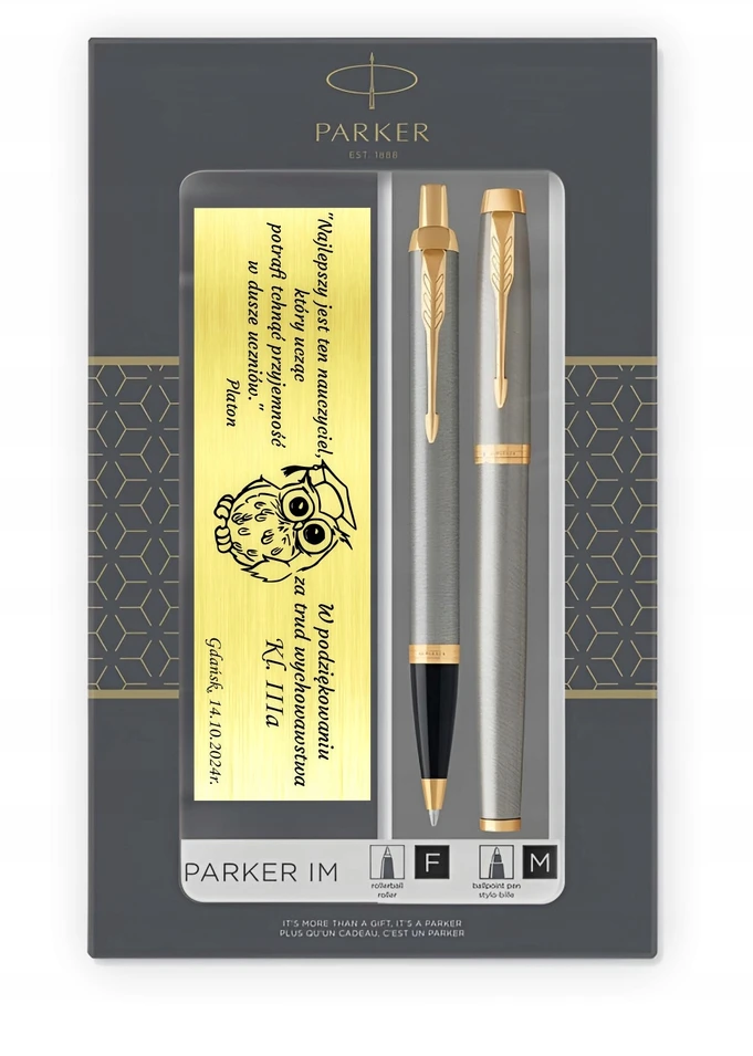 Parker Im Brushed Metal Gt rašiklio rinkinys su auksine apdaila