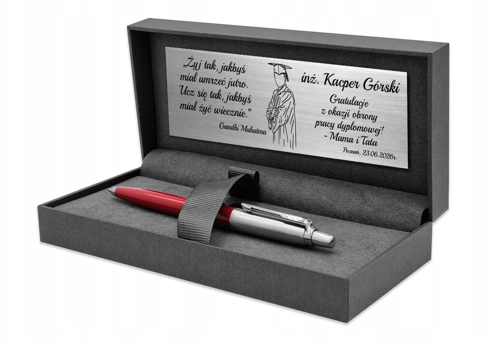 Parker Jotter 60 Raudonasis rašiklis su dėklu ir graviravimu