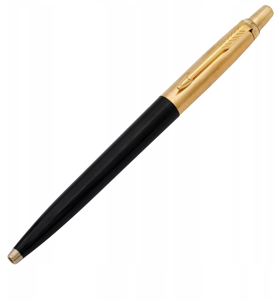 Parker Jotter juodas rašiklis 24k auksas su graviruotu dėklu