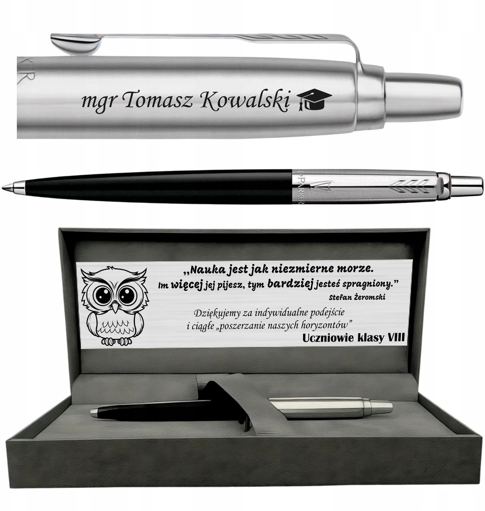 Parker Jotter Juodas Rašiklis su Graviravimu - Dovana Mokytojui