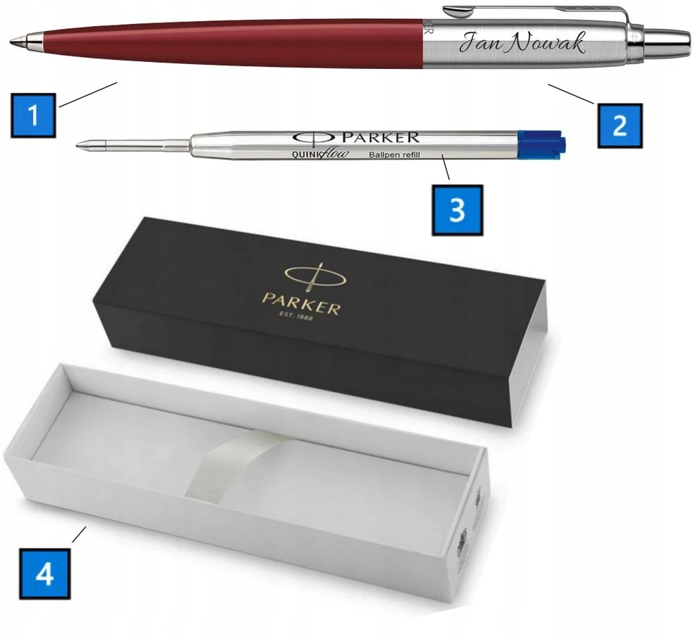 Parker Jotter Rašiklis Raudonas su Graviravimu ir Dovanų Maišeliu