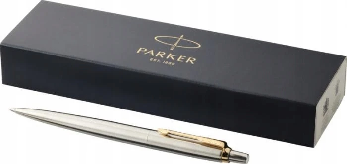 Parker Jotter rašiklis sidabrinis su auksiniu klipsu + dėžutė