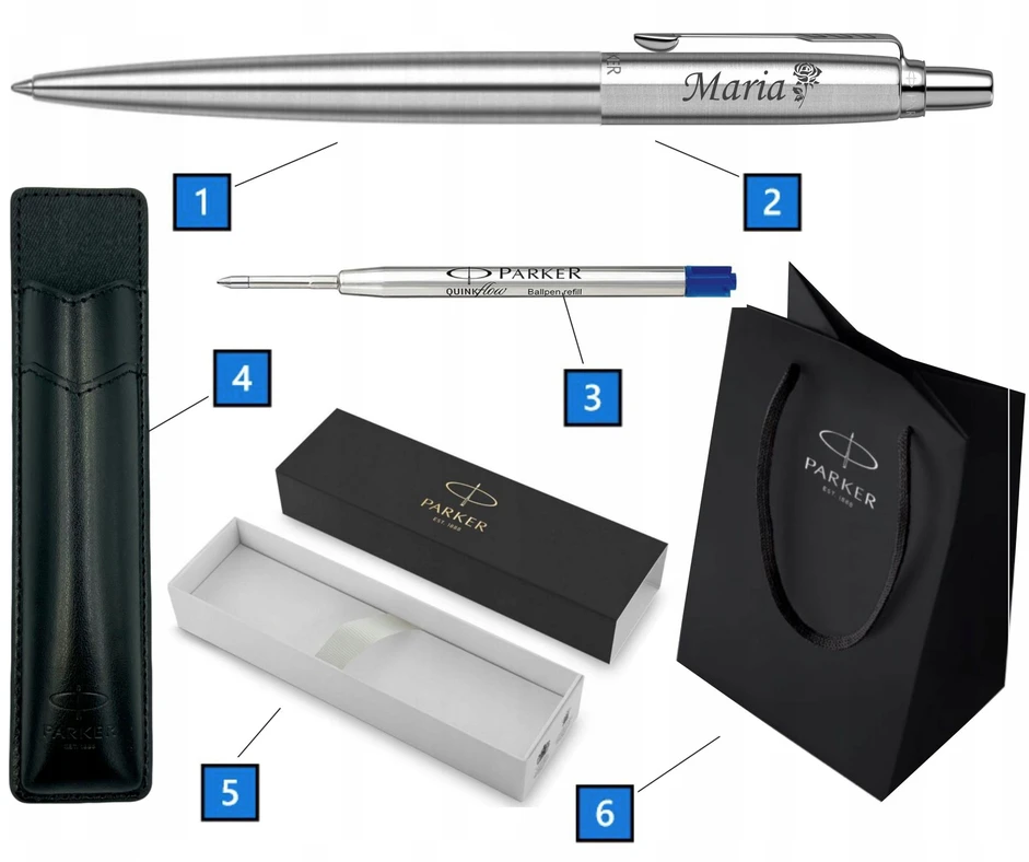 Parker Jotter Stalowy Ct raižytas tušinukas su dėklu