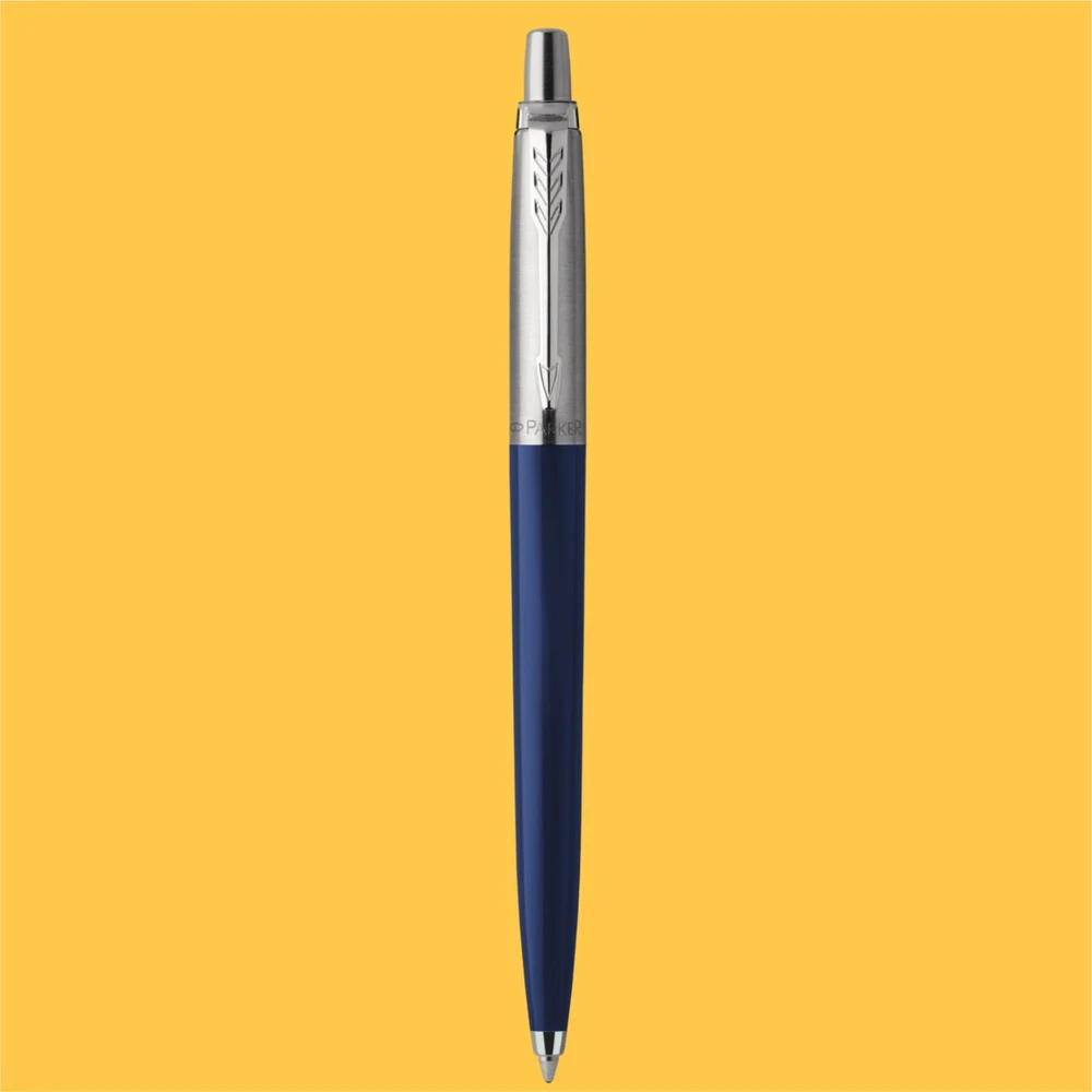 Parker Jotter tamsiai mėlynas rašiklis su nuolatiniu graviravimu Nemokamas dovanų maišelis