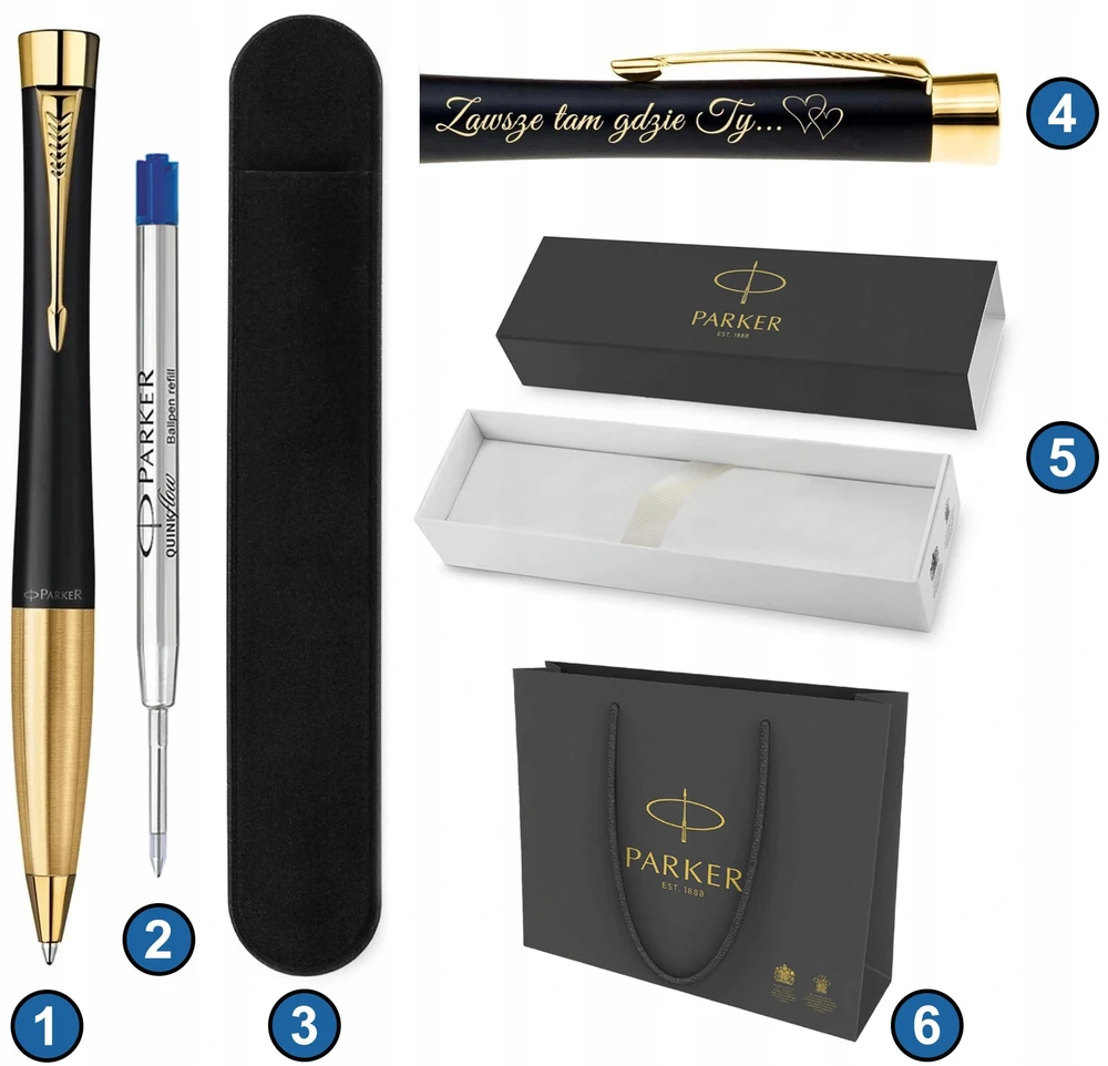 PARKER tušinukas su ENGRAVING URBAN Juodas Dėklo rinkinys DOVANŲ piniginei