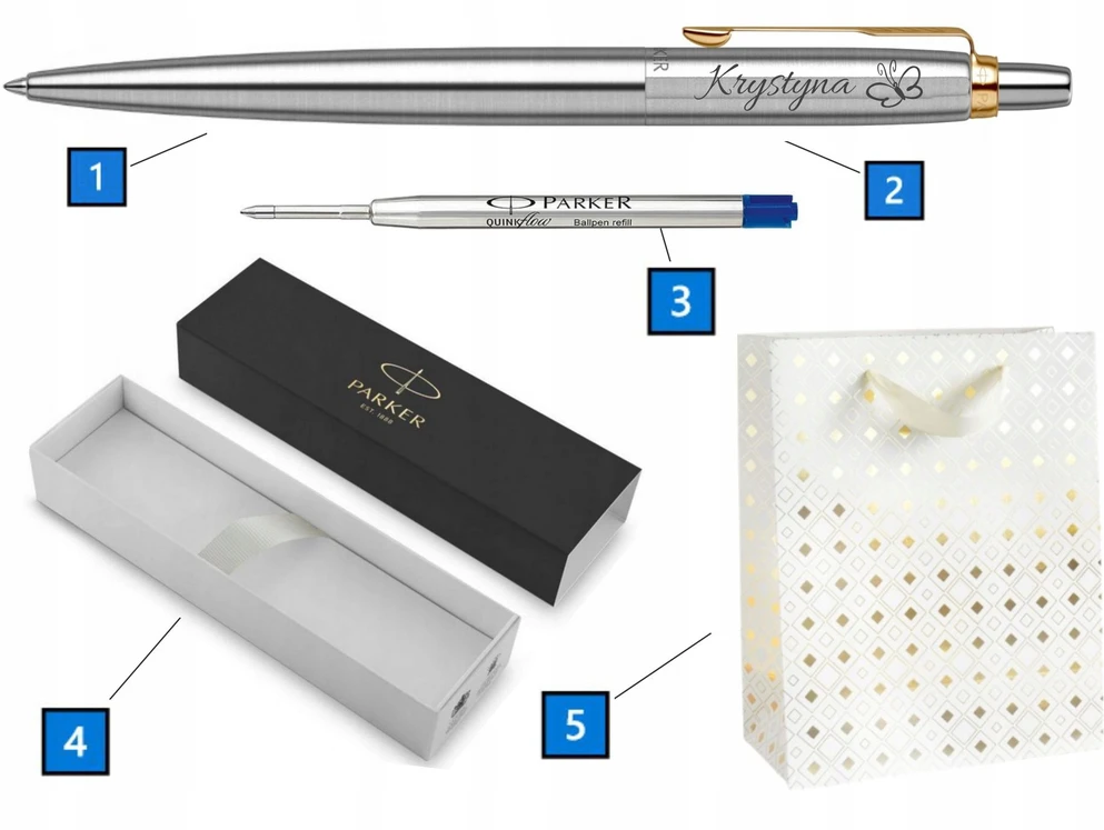 PARKER tušinukas su graviravimu Jotter Steel Paauksuota dovana Puikiai tinka Mgr