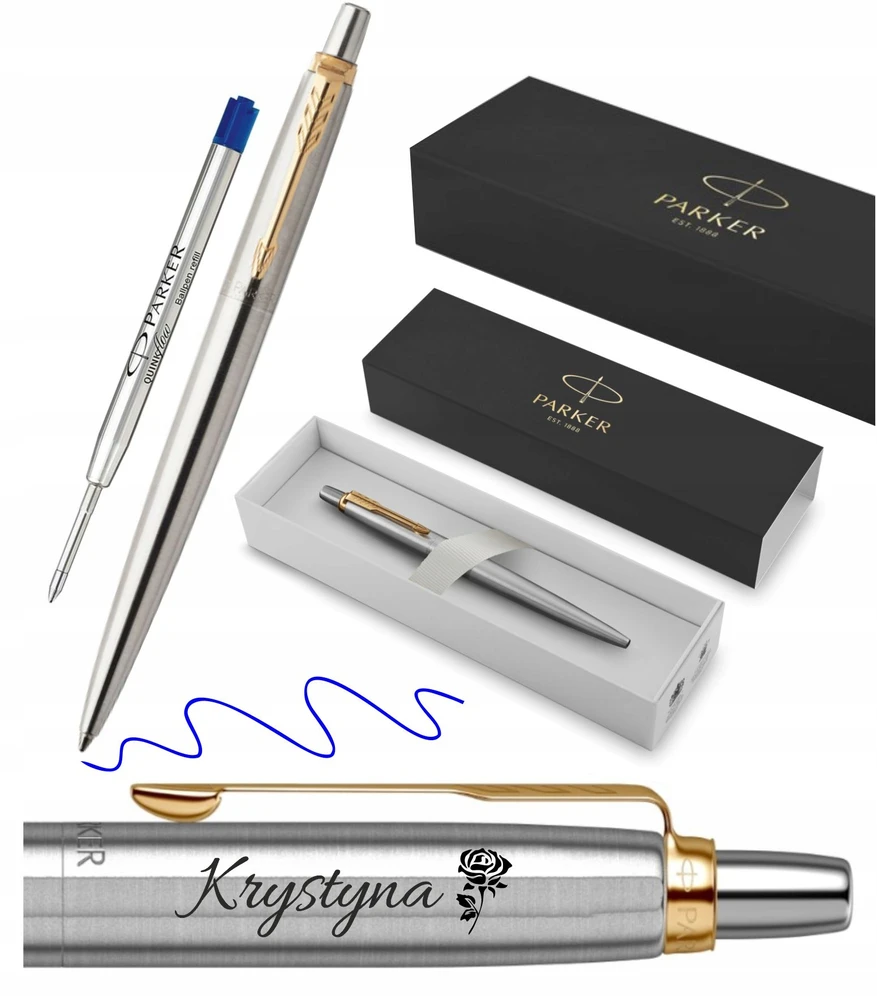 PARKER tušinukas su graviravimu Jotter Steel Paauksuota dovana Puikiai tinka Mgr