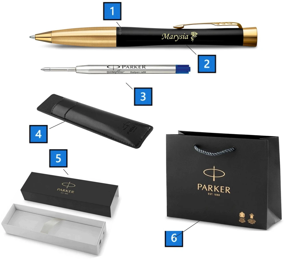 Parker Urban auksu dengtas tušinukas su graviravimu su PARKER dėklu SUPER DOVANA