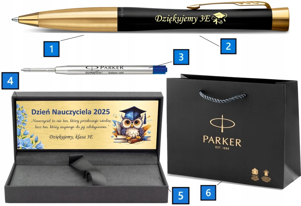 PARKER URBAN tušinukas su graviravimu PARKER RINKINYS SU DĖKLU IR DOVANŲ KREPŠELIS