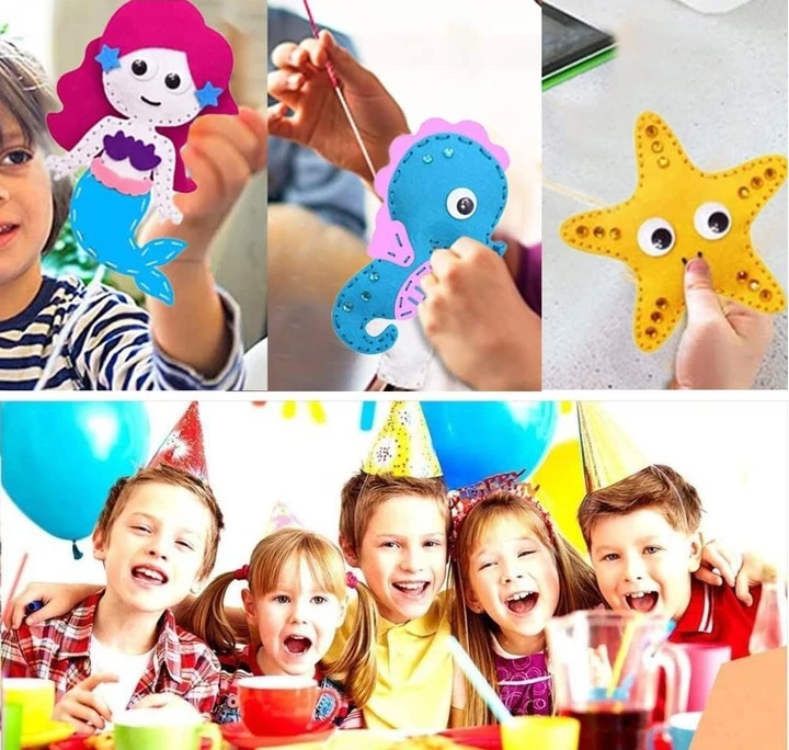 „Pasidaryk pats“ siuvimo rinkinys „Jūra“ iš veltinio, 12 elementų, rankų darbo žaislas