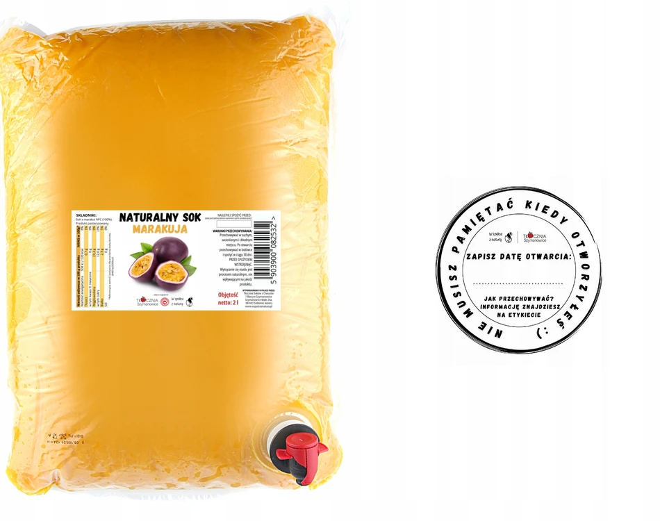 Pasifloros vaisių sultys, natūralūs, šalto spaudimo, Tłocznia Szymanowice, 2l