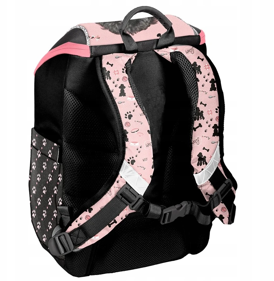 Paso BACKPACK rožinė aukščiausios kokybės mokyklinė kuprinė Juodas Dog | Mergaitei