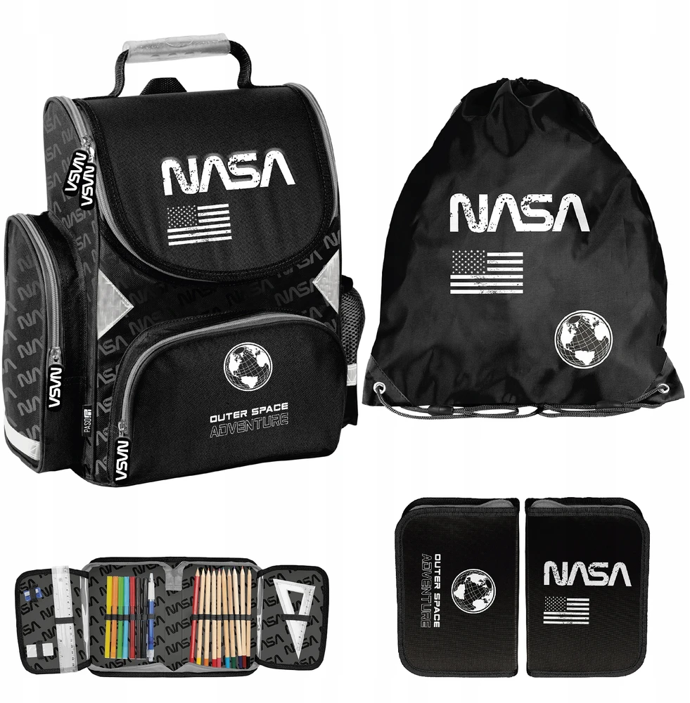 PASO NASA MOKYKLINIS RINKINYS, MOKYKLINĖ MAKŠINĖ, Penalas, 1 2 3 KLASĖ, Juodas