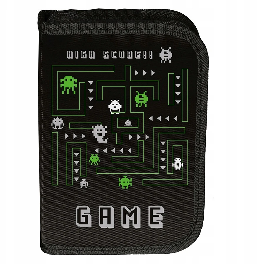 Paso PIÓRNIK szkolny dwuklapkowy gra PAC-MAN Piksele Juodas | Dla chłopaka