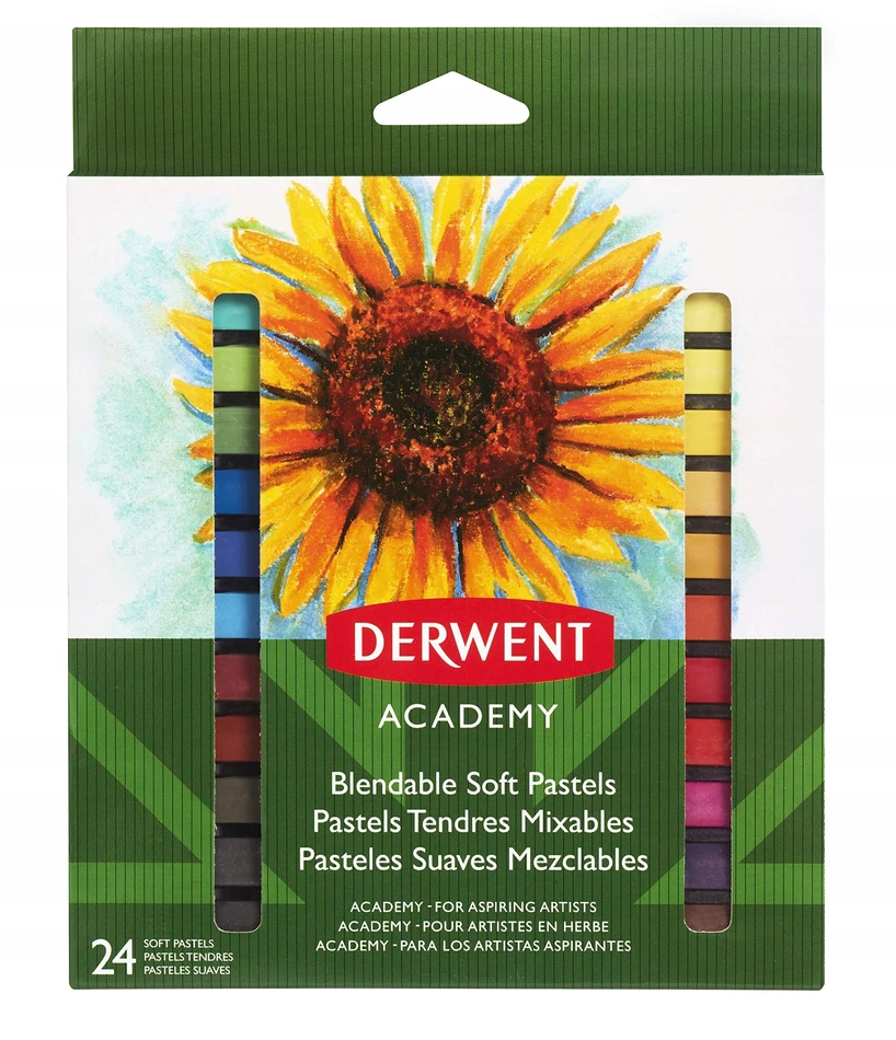 Pastelai - Derwent - 98216 - 24 vnt. rinkinys - Apskaičiuotos spalvos - Švelnūs ir maišomi