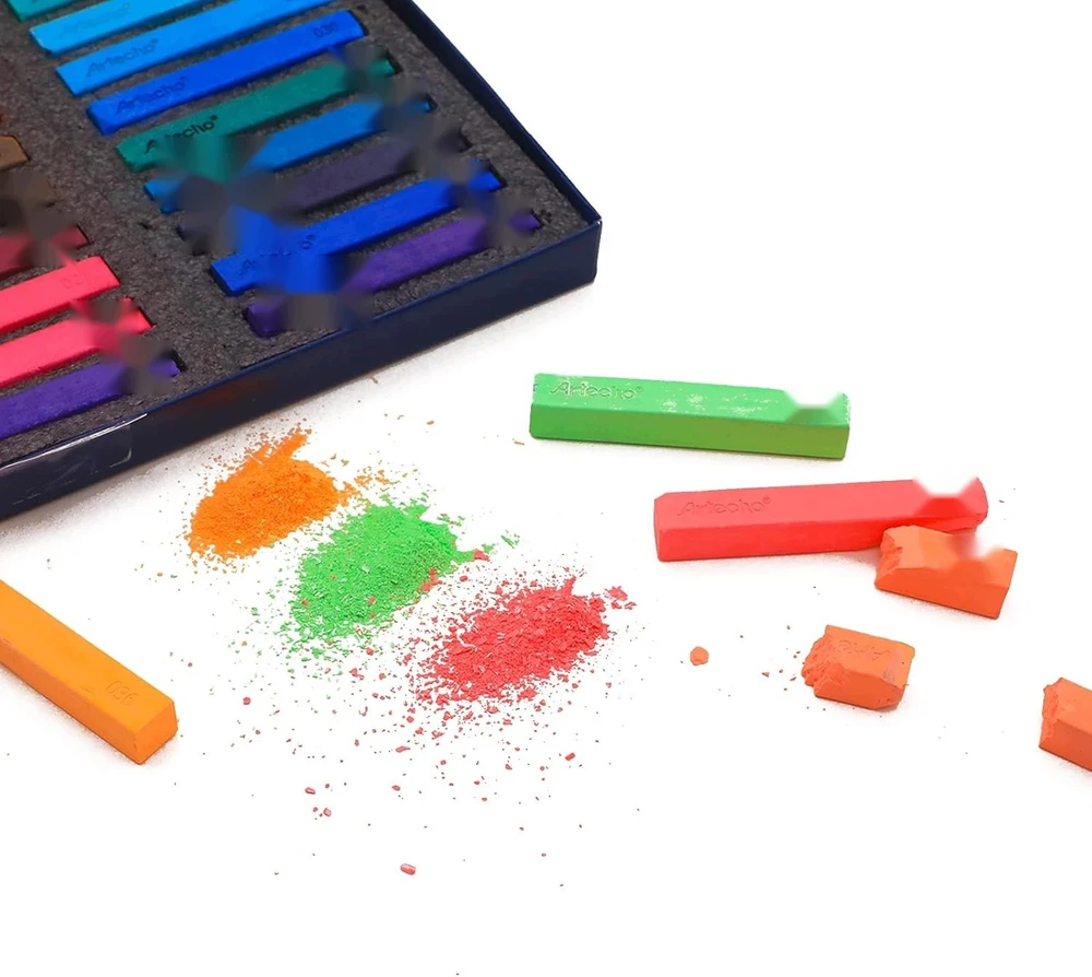 PASTELĖS KREIDOS RINKINYS IŠ 72 VIENŲ 70 SPALVŲ FLUORESCENTINIS Kvadratas