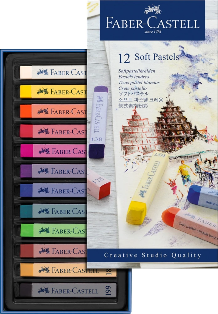 Pastelinės kreidelės Faber-Castell Goldfaber, 12 spalvų