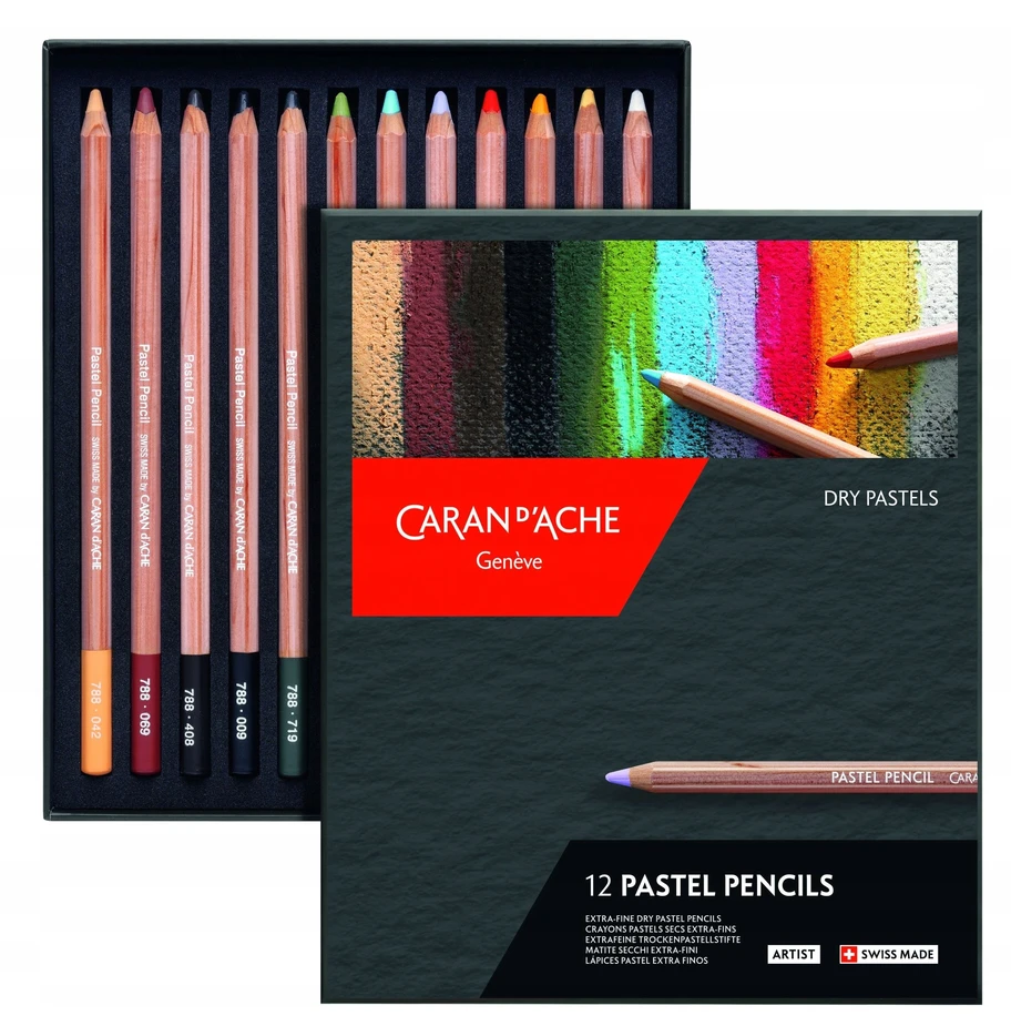 Pasteliniai pieštukai Caran d'Ache 12 spalvų
