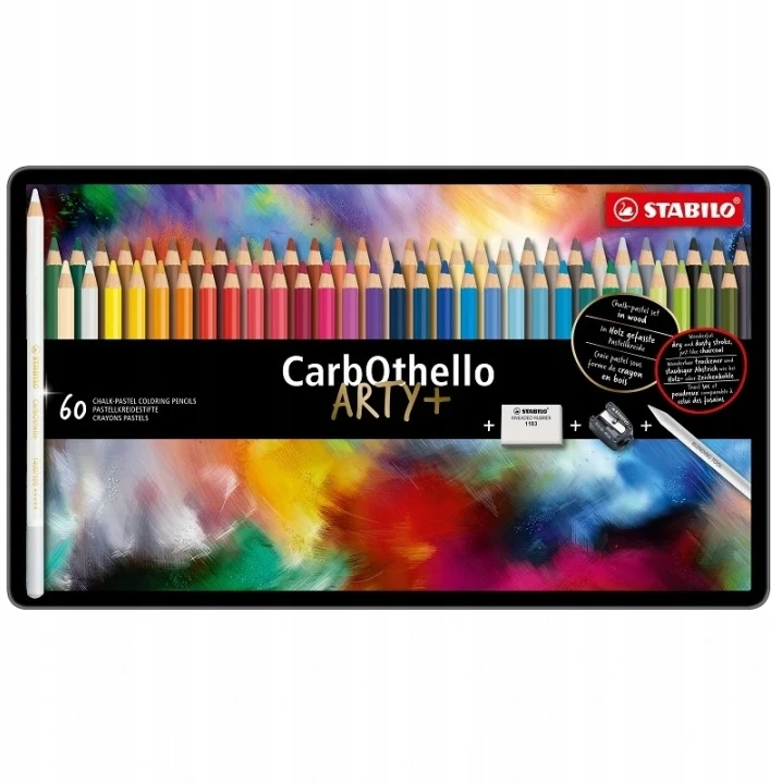 Pasteliniai pieštukai STABILO, CarbOthello, 60 spalvų, metalinė dėžutė