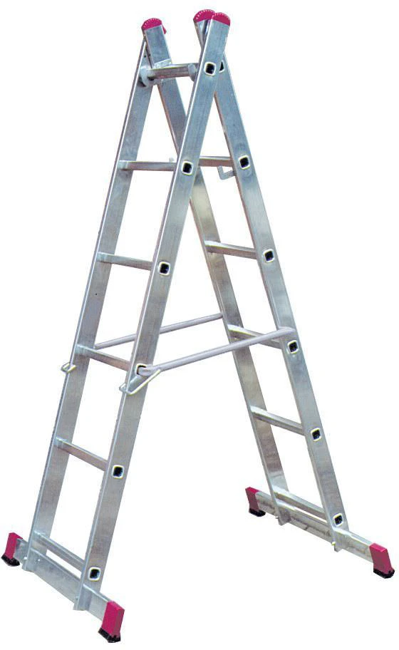 Pastolinės kopėčios KRAUSE, aliumininės, universalios, 2 x 6, darbinis aukštis - 375 cm