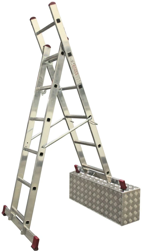 Pastolinės kopėčios KRAUSE, aliumininės, universalios, 2 x 6, darbinis aukštis - 375 cm