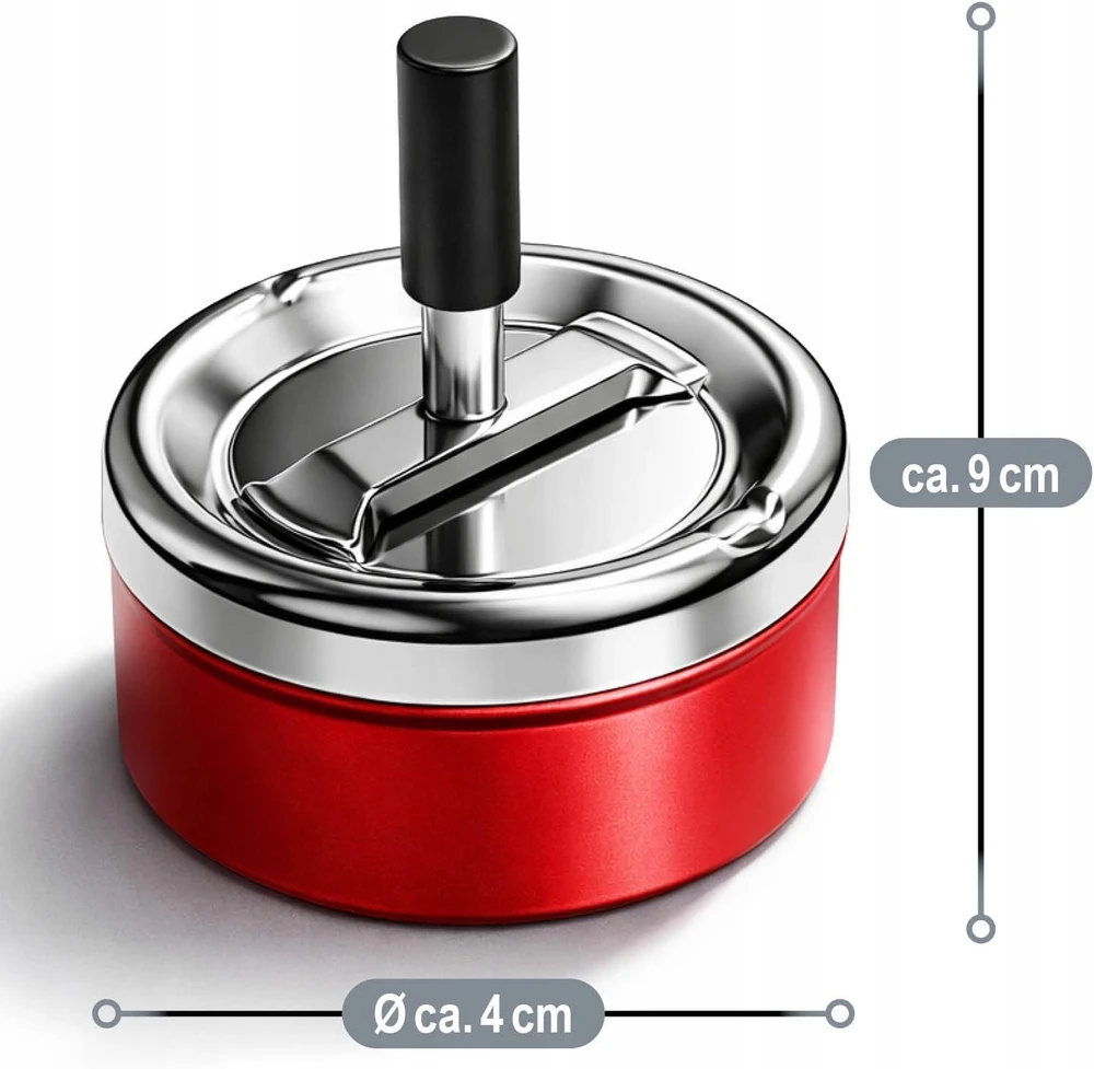 Pasukama metalinė peleninė 9 cm su dangteliu, kad sumažintų kvapus