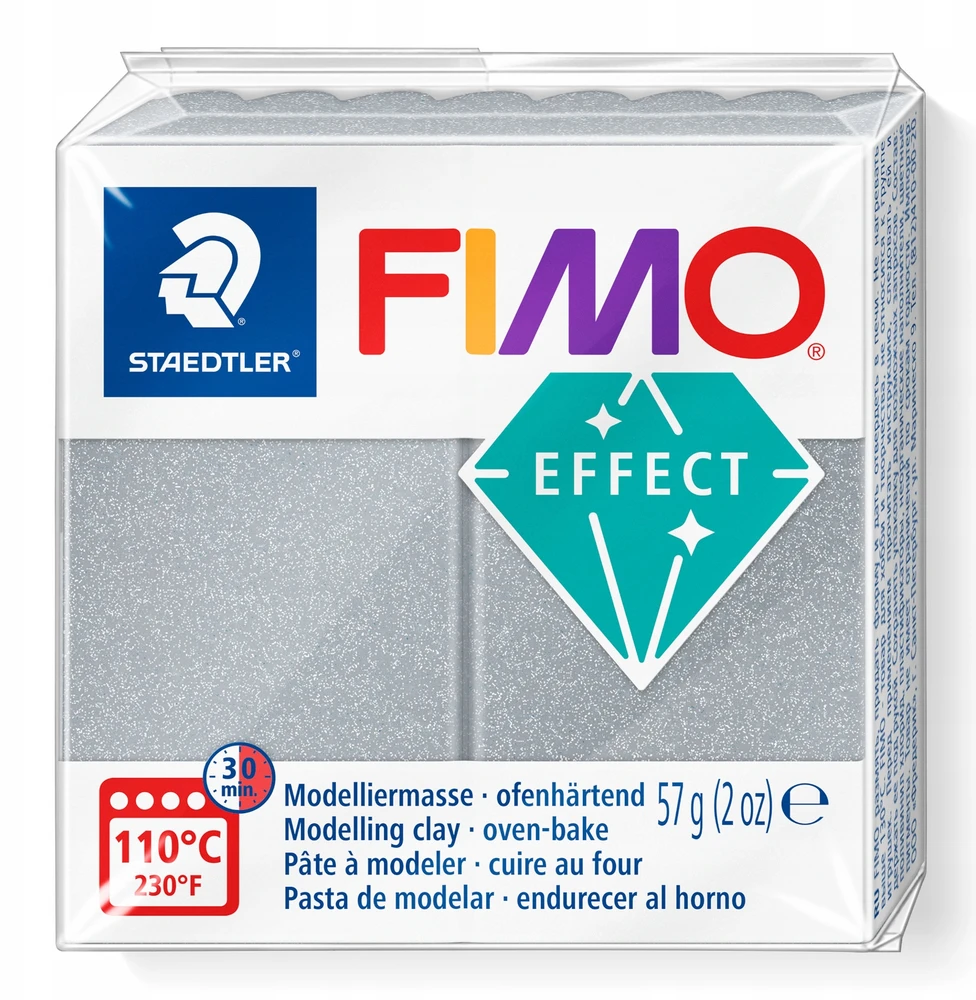 Modelinas FIMO Effect, 57 g, metalizuotos sidabrinės spalvos