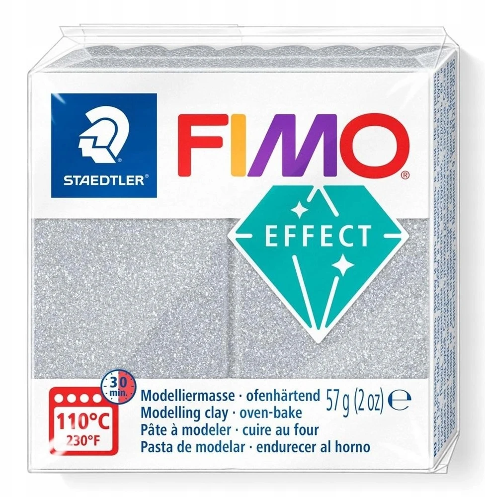 Modelinas FIMO Effect, 57 g, metalizuotos sidabrinės spalvos