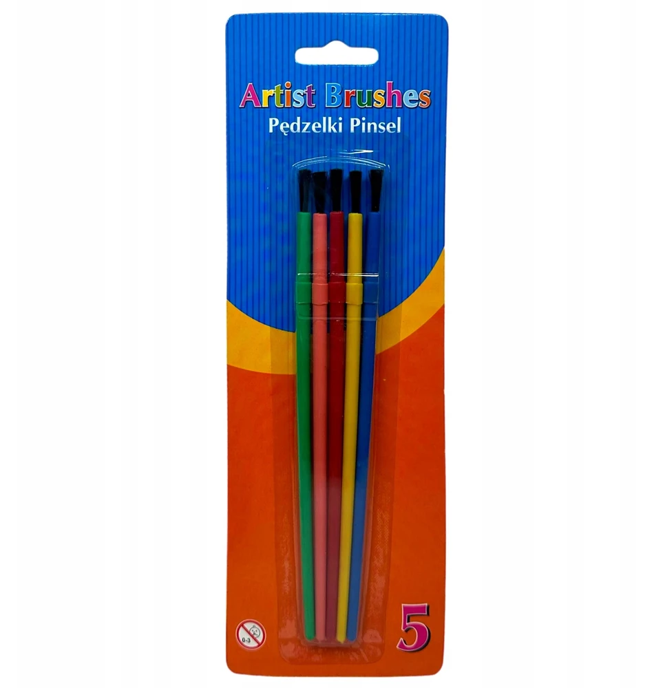 Patio PĘDZELKI PĘDZLE SZKOLNE 5 SZT Rinkinys PĘDZLI DO FARB DO SZKOŁY