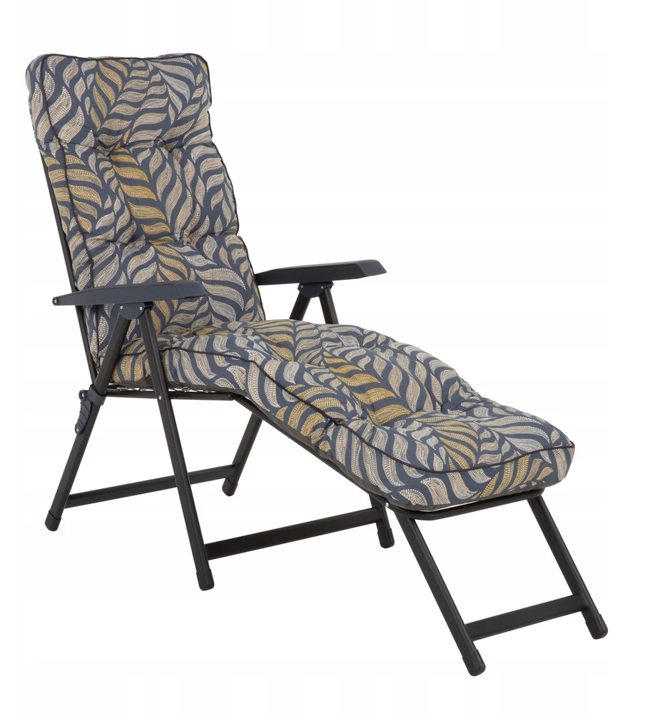 Patio Sodo gultas terasai „Lena Lounger Juodas Edition“ su reguliuojamu atlošu, pakoju ir paminkštintu čiužiniu