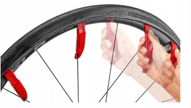 Patvarios plastikinės dviračio padangų svirtys, 3 vnt