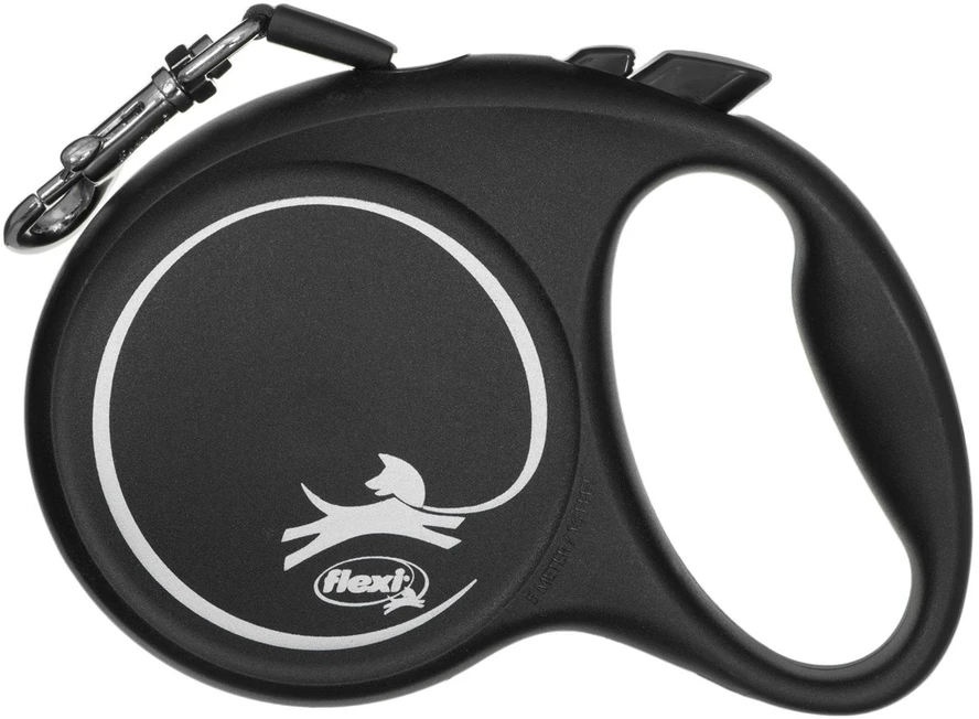Flexi New Classic S pavadėlis šunims iki 15kg juostinis 5m juodos spalvos