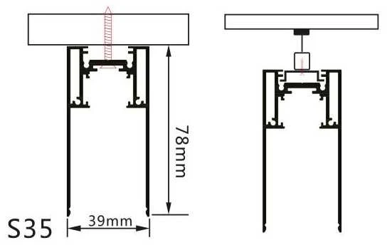 Paviršinis magnetinės sistemos bėgelis OPTONICA, juodas, 1.5m