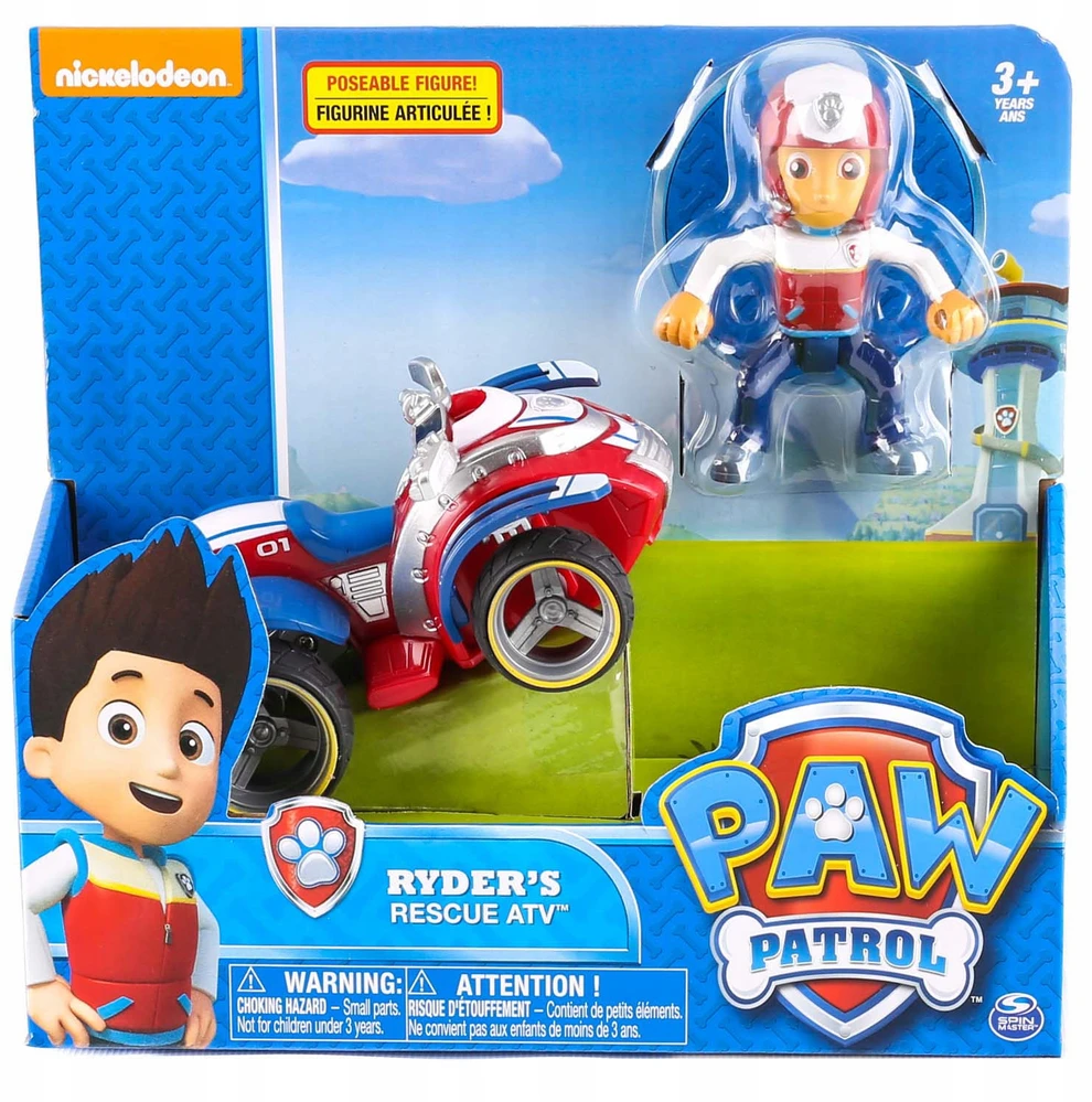 PAW PATROL gelbėjimo keturratis + Ryder SPIN MASTER figūrėlė su judančiais klubų sąnariais