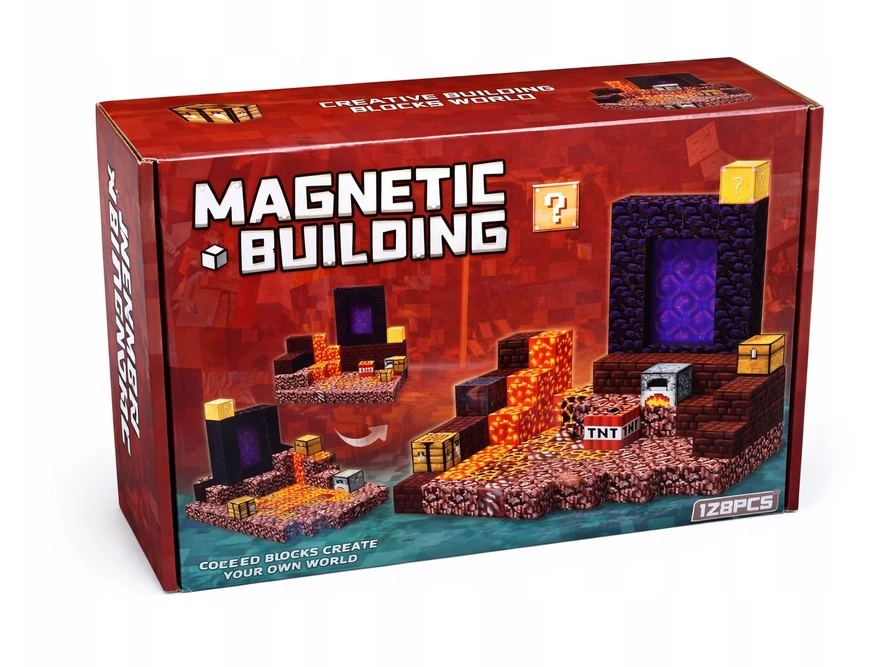 PD MAGNETINIAI KONSTRUKCINIAI BLAKAI PORTALAS kubai 128 ELEMENTAI + 4 SUNGRIAI