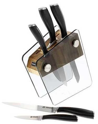 Peilių rinkinys Vinzer Crystal VNZ89113/VNZ50113, 6 vnt. su permatomu stovu