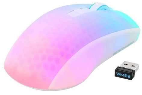 Belaidė pusiau permatoma DELTACO GAMING pelė, RGB, itin lengva, balta / GAM-145-W