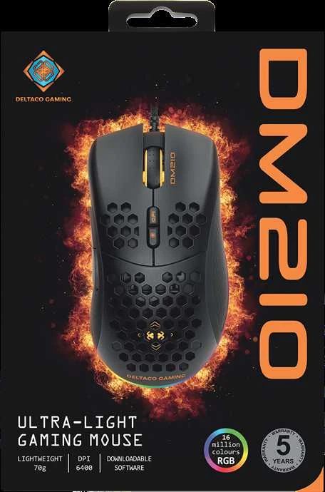 Pelė DELTACO GAMING su laidu, 6400 DPI, RGB, USB, juoda / GAM-108
