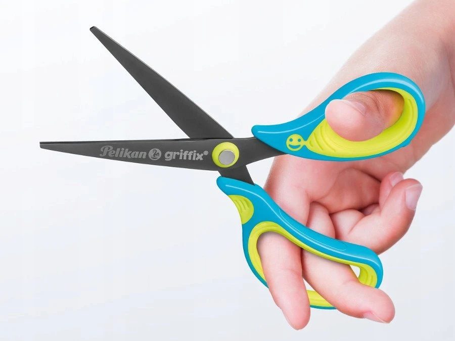 Pelikan Žirklės dešiniarank. GRIFFIX 15cm neon.gelt.-melsvos