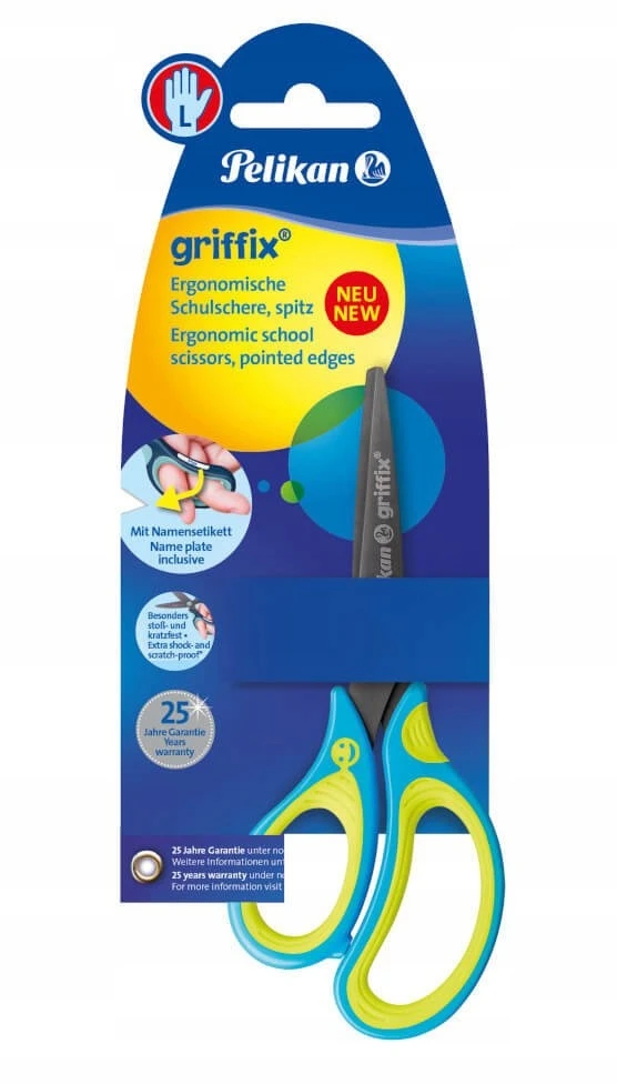 Pelikan griffix Ergonomikos žirklės, 15 cm, kairiarankiams