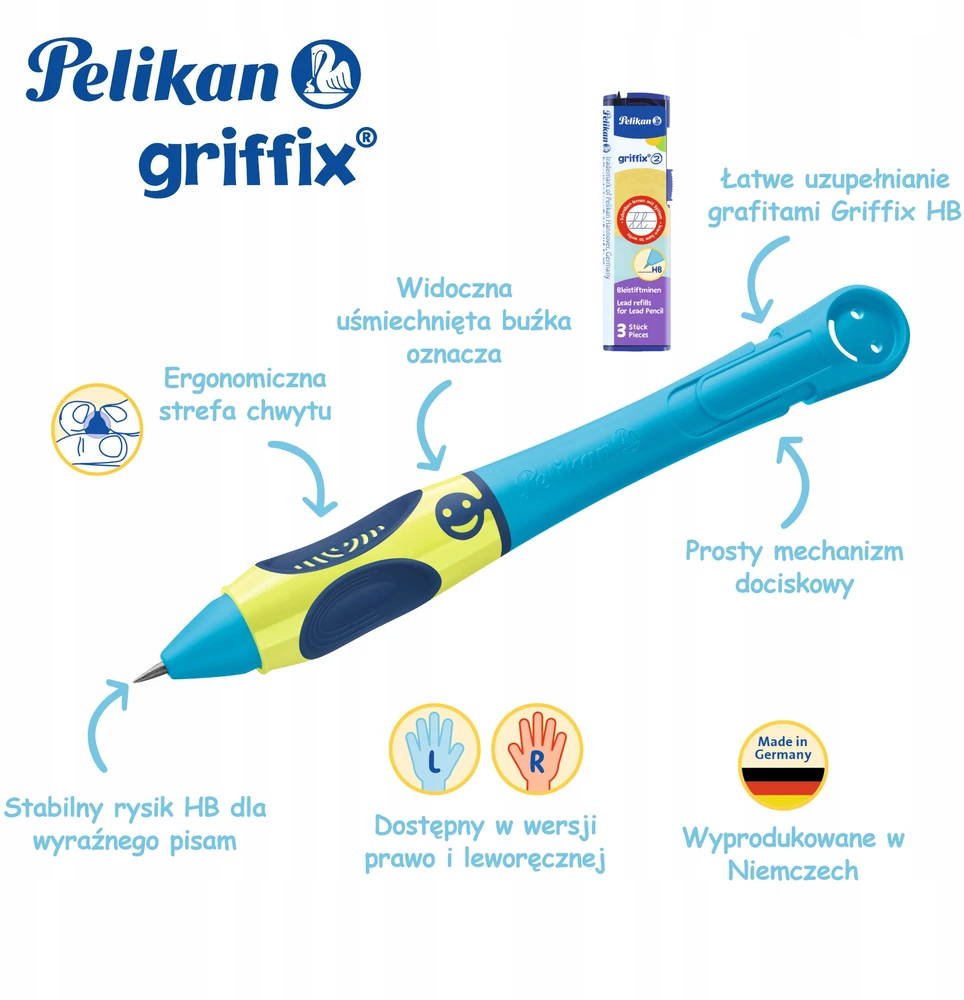 Pelikan Griffix Neon Juodas Hb pieštukas, skirtas mokytis rašyti