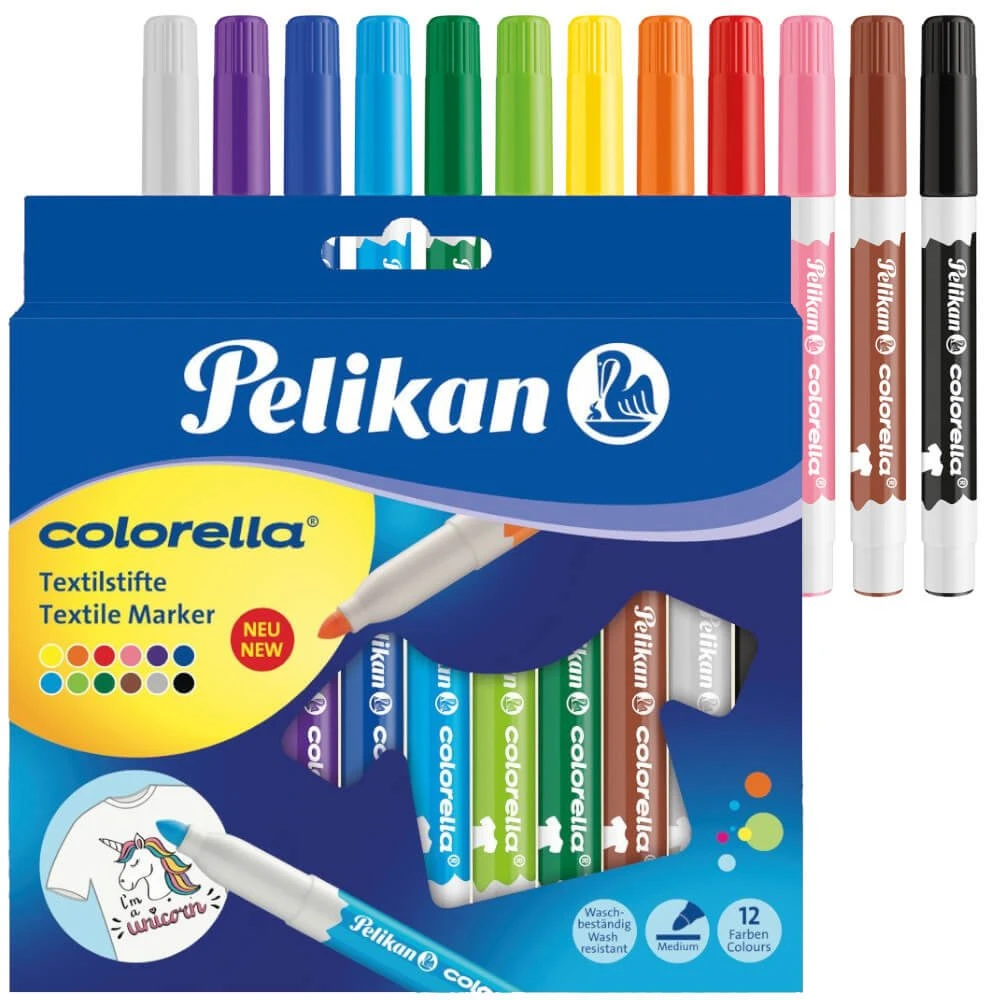 Pelikan Pelican Colorella flomasteriai 12 spalvų audiniams