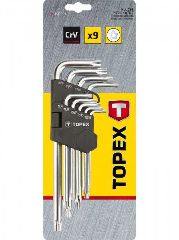 Penkiakampiai ilgieji raktai TOPEX 35D951 (9 vnt., TS10-TS50)