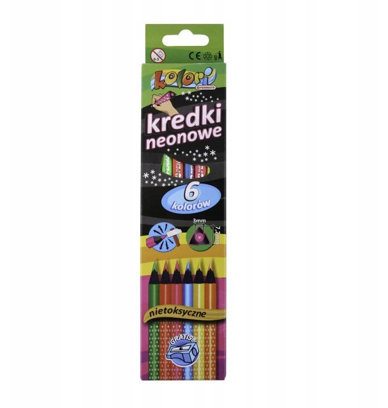 Penmate Neoninės Kreidelės, 6 Spalvų Rinkinys su Drožtuku