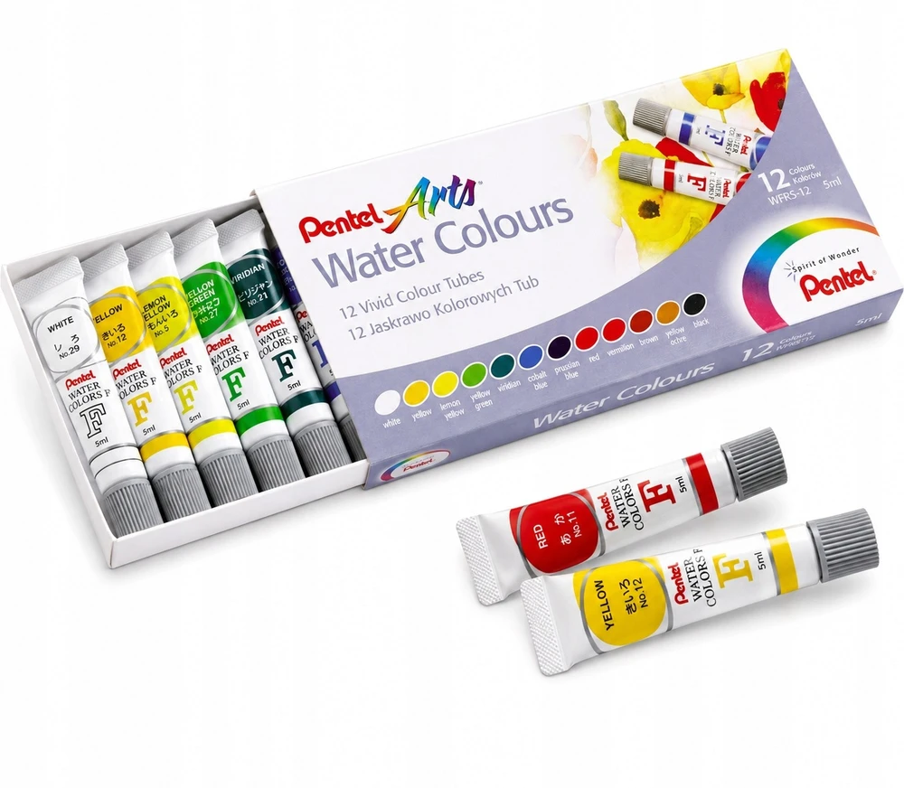 PENTEL akvareliniai dažai tūbelėse (12 col.) WFRS-12
