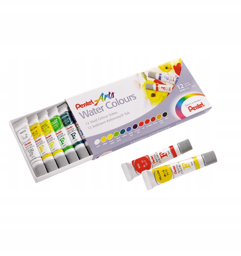 PENTEL akvareliniai dažai tūbelėse (12 col.) WFRS-12