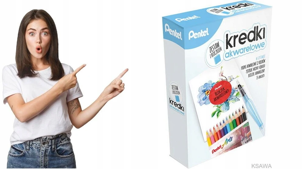 Bertus Pentel akvarelinių kreidelių rinkinys [12] su bloku