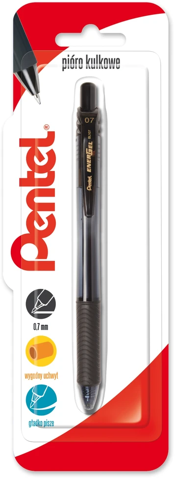 Pentel Energel Bl107 gelinis rašiklis, 0.7 mm, juodas