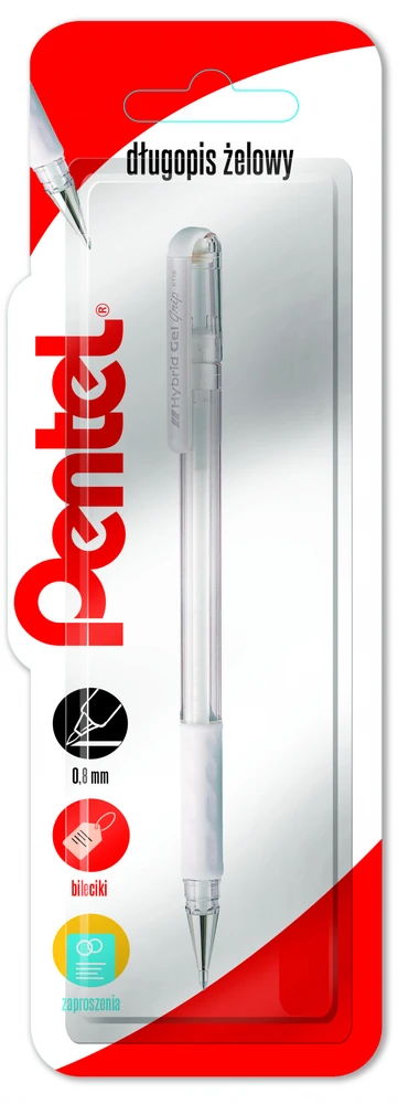 Pentel Hybrid K118 gelinis rašiklis, baltas
