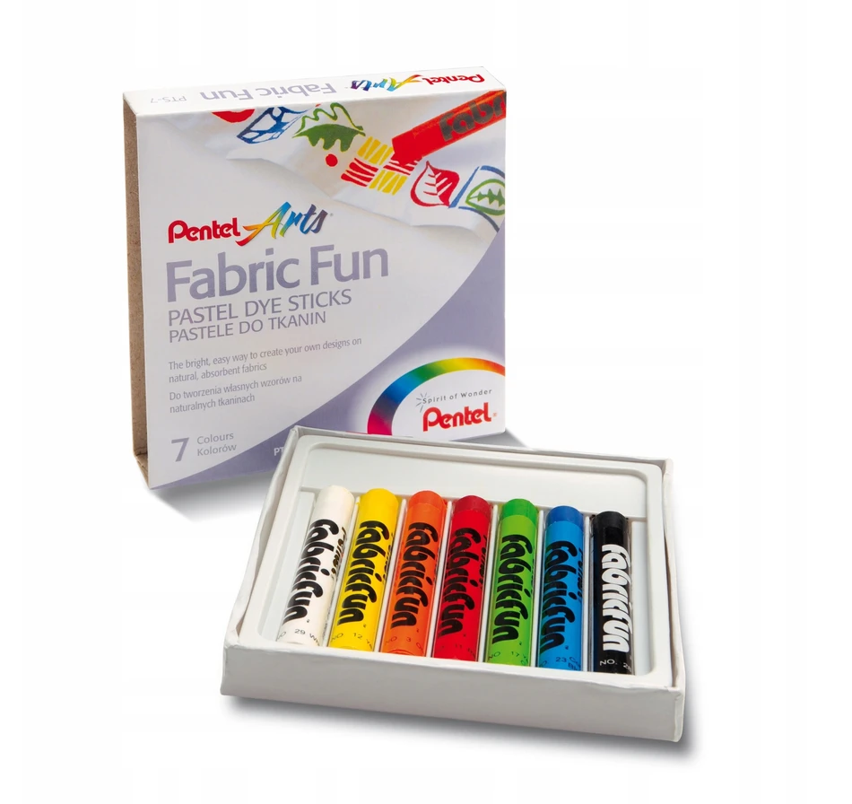 Pentel kreidelės audiniams: 7 spalvos, rankinė, trafaretų rinkinys